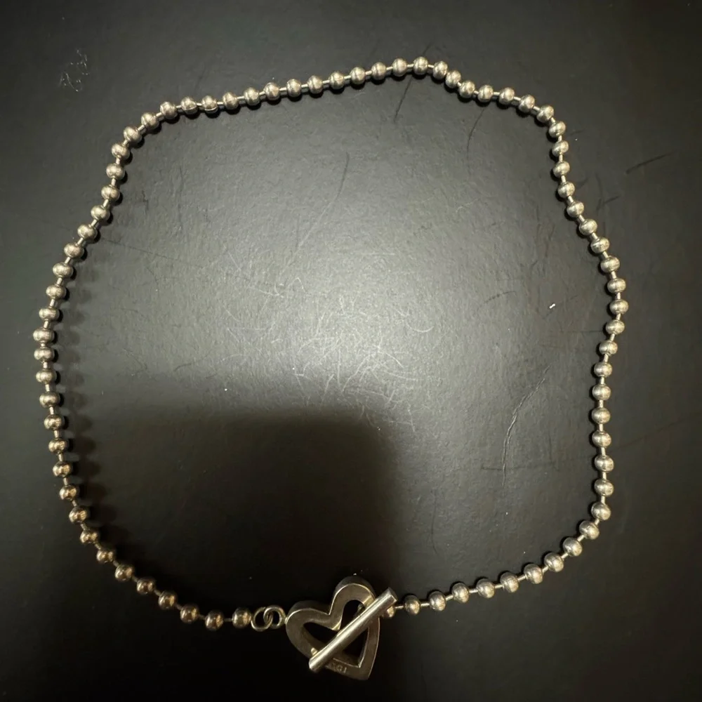 Authentic GUCCI Vintage Heart Necklace 925 SILVER - Picture 8 of 12
